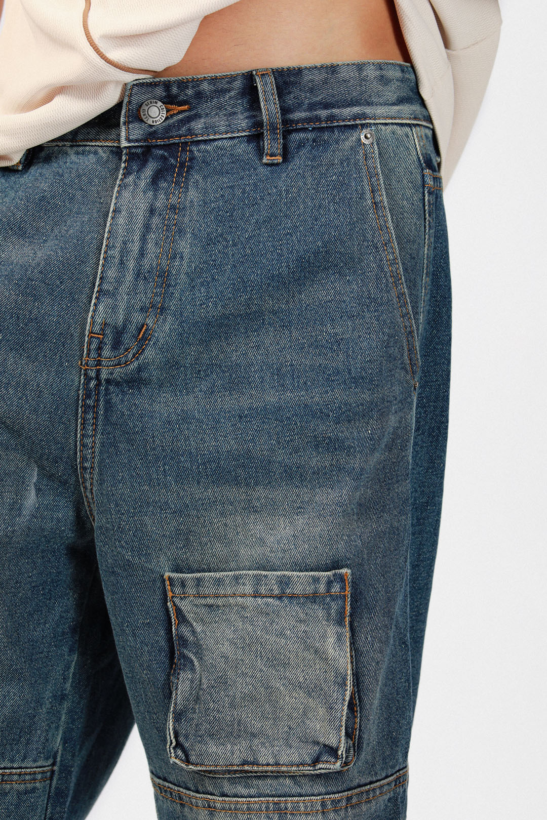 【YOURNUS】Part One Crack Cargo Denim GU x UNDERCOVER (theme: KOSMIK/NOISE) Wide Cargo Pants Dark